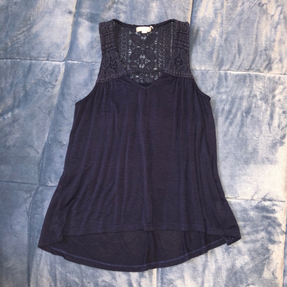 EYESHADOW Casual Navy sleeveless top